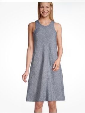 Lands' End Chambray Sleeveless 100% Linen A-Line Shift Dress Size 1X